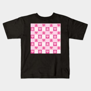 Valentine Meeple Gingham Check | Game Night Picnic Checkerboard Kids T-Shirt